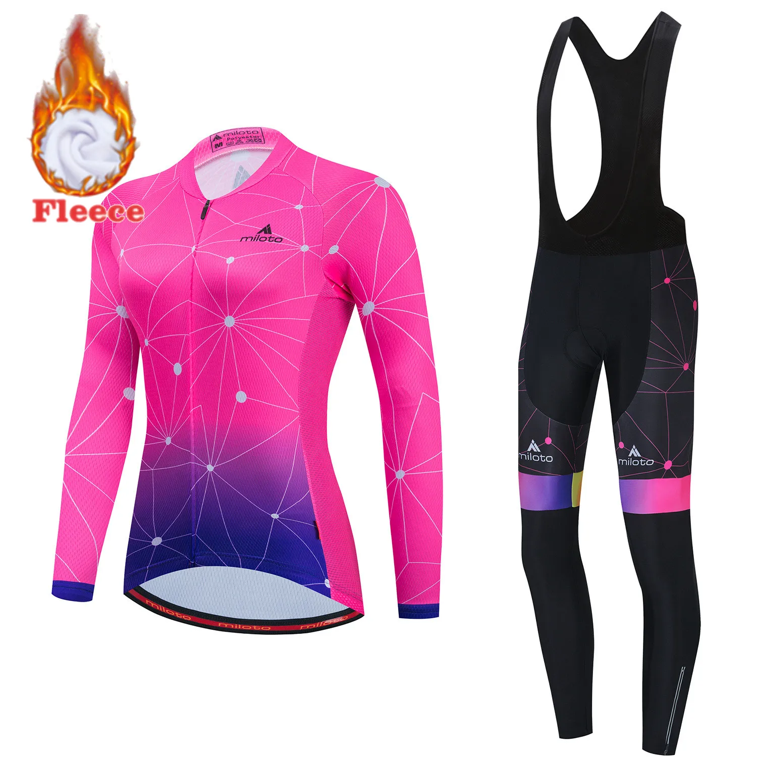 Thermal Fleece Cycling T-Shirt for Women, Long Sleeve, Winter Clothing, Lining Mountain Bike, Pro Team, 2021