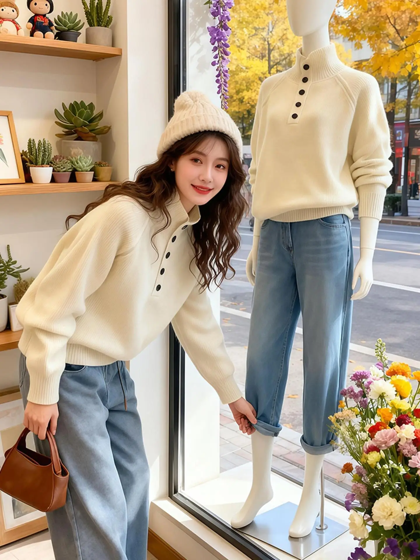 

Зимний модный женский свитер с высоким воротником, свободный, удобный, мягкий, вязаный, мягкий, однотонный, для поездок на работу