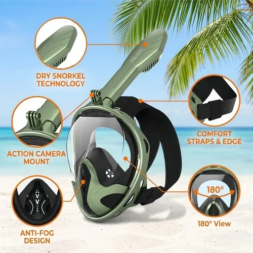 Imagen 2 del producto Máscara de Buceo Profesional para Snorkel, Máscara de Snorkel de Cara Completa, Gafas Antivaho para Niños y Adultos, Equipo de Natación