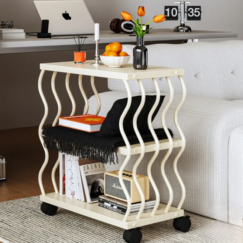 

Modern Mobile Sofa Side Cabinet, Compact Iron Tea Table, Bedroom Bedside Organizer, Rust-Resistant Multi-Function Table, Home