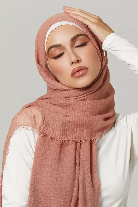 Muslim Women TR Cotton Hijab Scarf Soft Solid Color Head Scarves Plain Turban Shawls and Wraps Hijab Femme Musulman