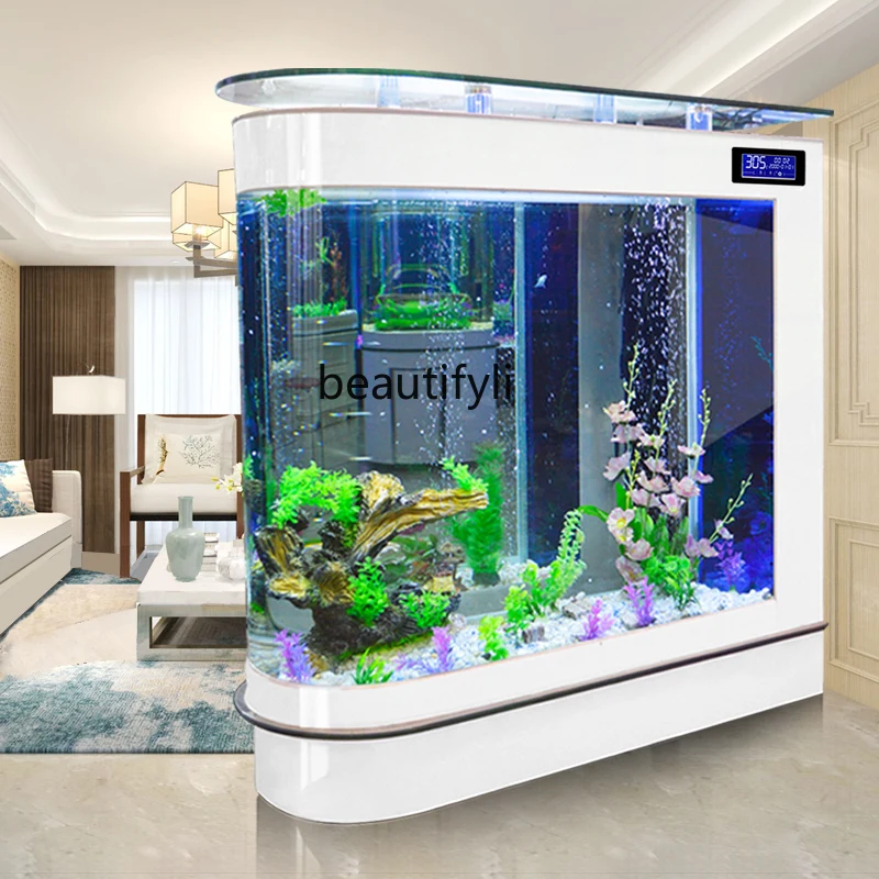 Fish Tank Aquarium Large Fish Globe 1.2 M 1.5 M Partition Ecological Glass Fish Tank Bar Customization