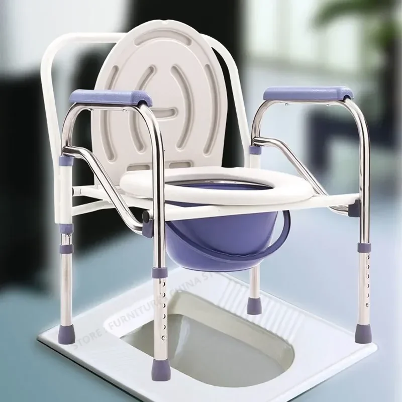 

Multifunction Shower Chair Adjustable Toilet Chair Portable Bathroom Chairs with Foot Rest Armrests Stable Walker Chair,Bath Aid