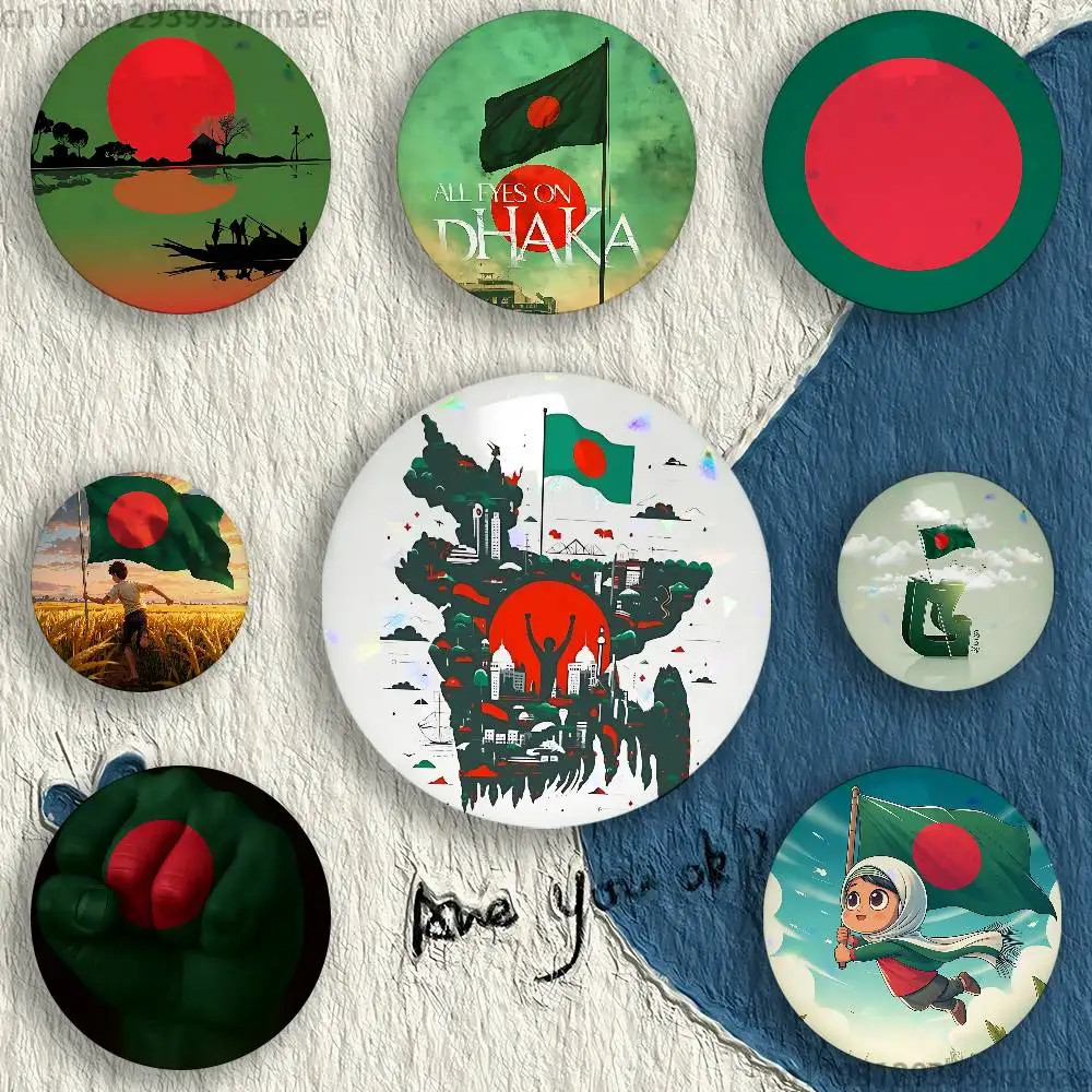 B-Bangladesh Flag Pins 58mm Cute Cartoon Badge Handmade Brooches for Backpack Accessories Jewelry Gifts