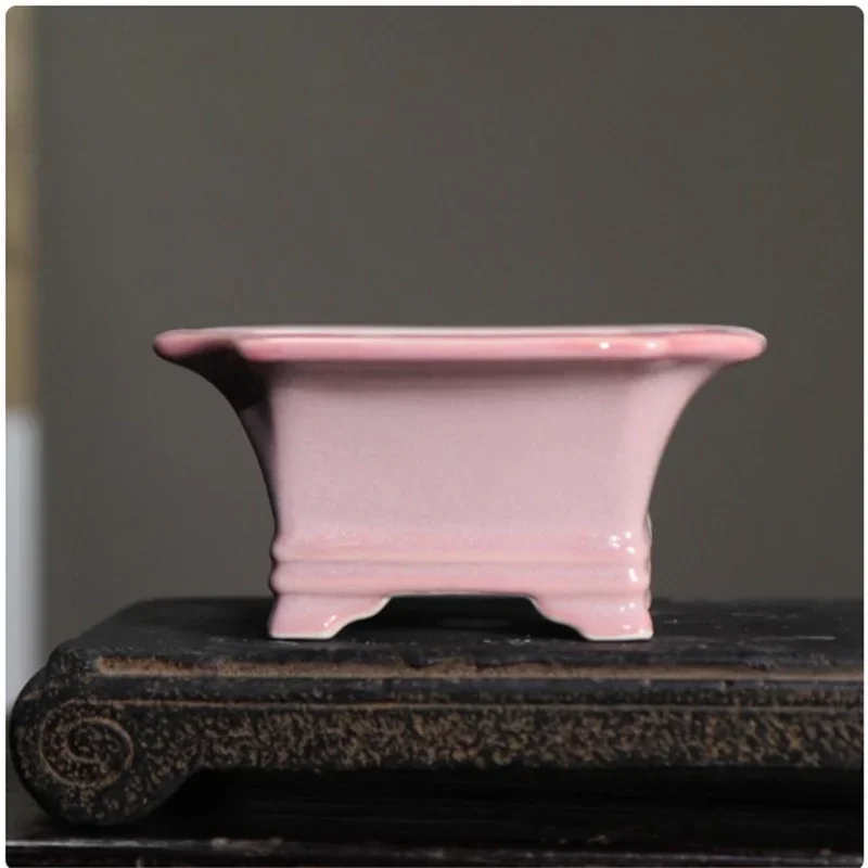 Porcelain Glazed Colorful Square Bonsai Pot,Small Vase, Sill,Bay Window, Table,Docoration