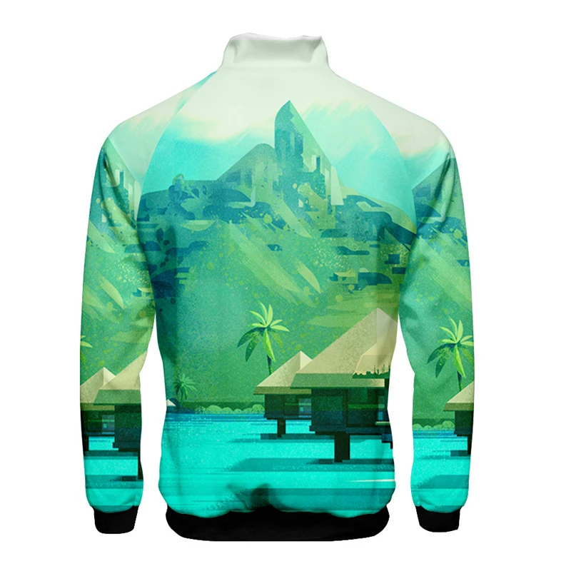 

Landscape Illustration 3D Creative Digital Print Digital Printed Stand Collar Zipper Jacke For Men Women Hoodie Ropa Para Hombre