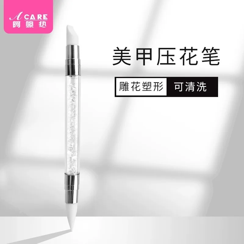 DX01/Manicure brush/Embossing/A1PQ0-Easy to Use Silicone Pen Coated Magic Mirror Effect Powder Sticker Press Pen Carved