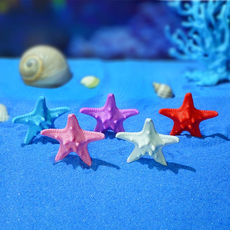 2pcs Aquarium Artificial Starfish Emulational Fish Tank Landscaping Figurines PVC Starfs Decoration Sea Star Shape Ornament