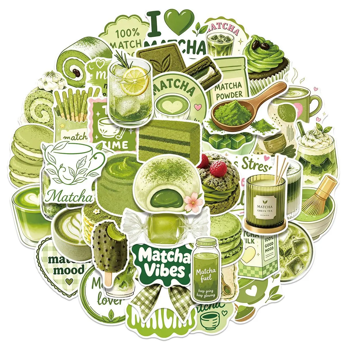 50 Stück Matcha-Stil Graffiti-Aufkleber Kreative Cartoon-Sticker DIY Gepäck Handy Gitarre Tasse Scrapbook Wasserdichte Aufkleber Kinderspielzeug