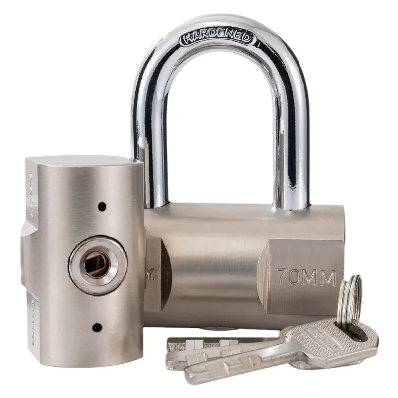 Durable Stainless Steel Padlock with Keys - Heavy Duty Waterproof Anti-Theft Lock for Outdoor Gym, Door and Home Security