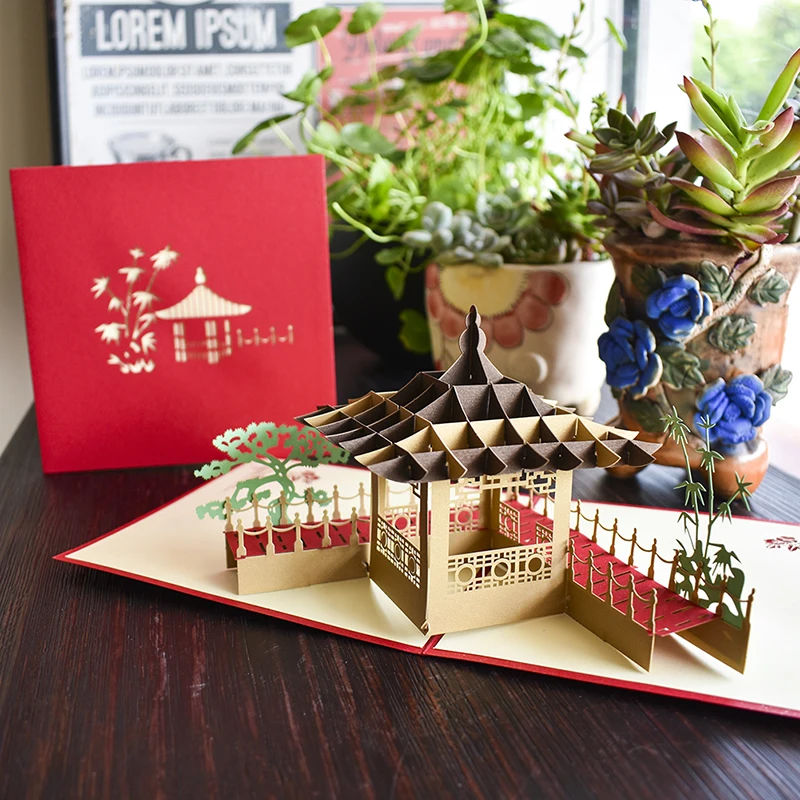Tarjeta de Felicitación Arquitectónica 3D Creativa, Edificio Tradicional, Mejores Deseos, Plaza Tiananmen, Tarjeta de Celebración del Festival