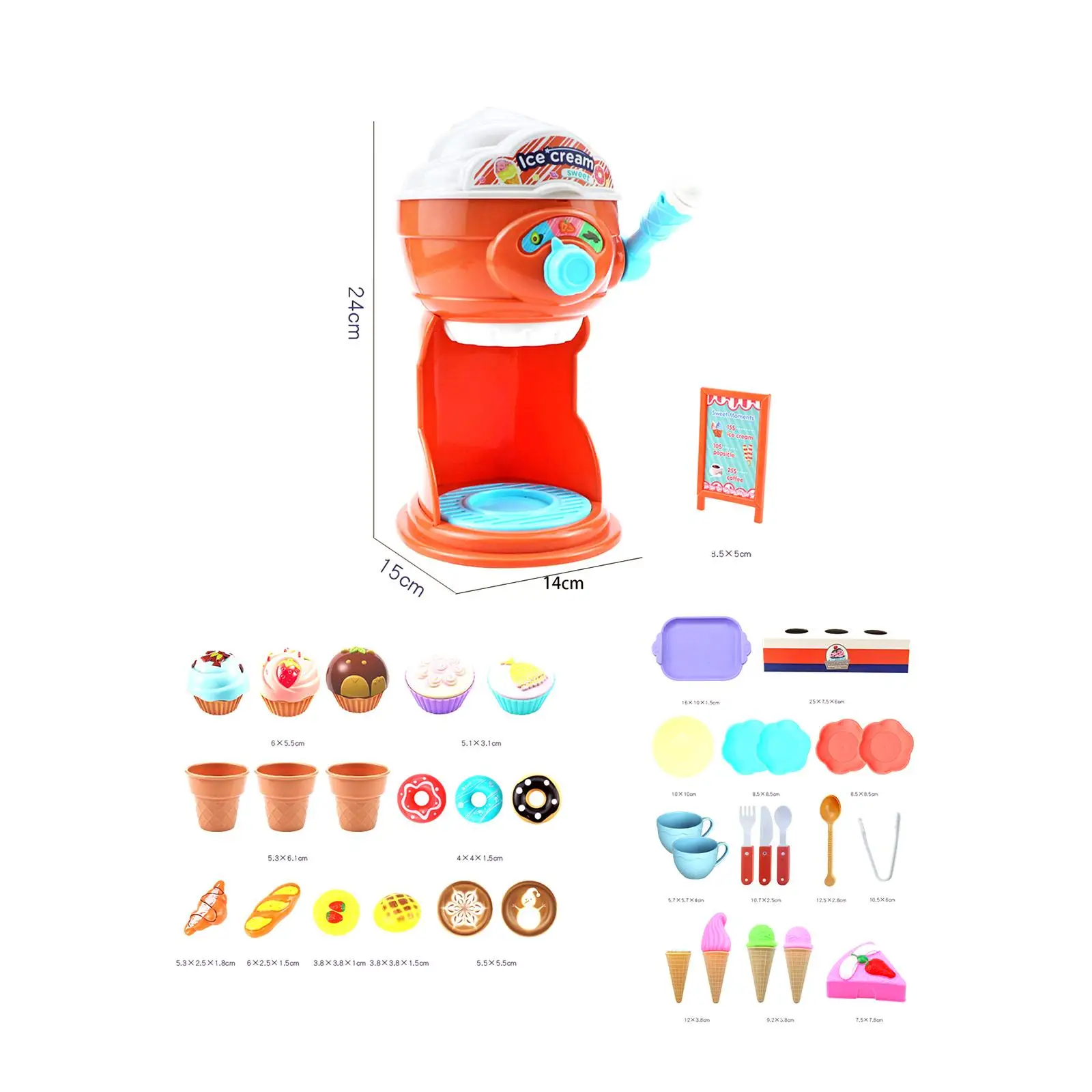 38 Pieces Ice Cream Maker Toy Dessert Accessories Gift Ice Cream Toy Set for Boys Children Kids Toddlers 3 4 5 6 Years Old