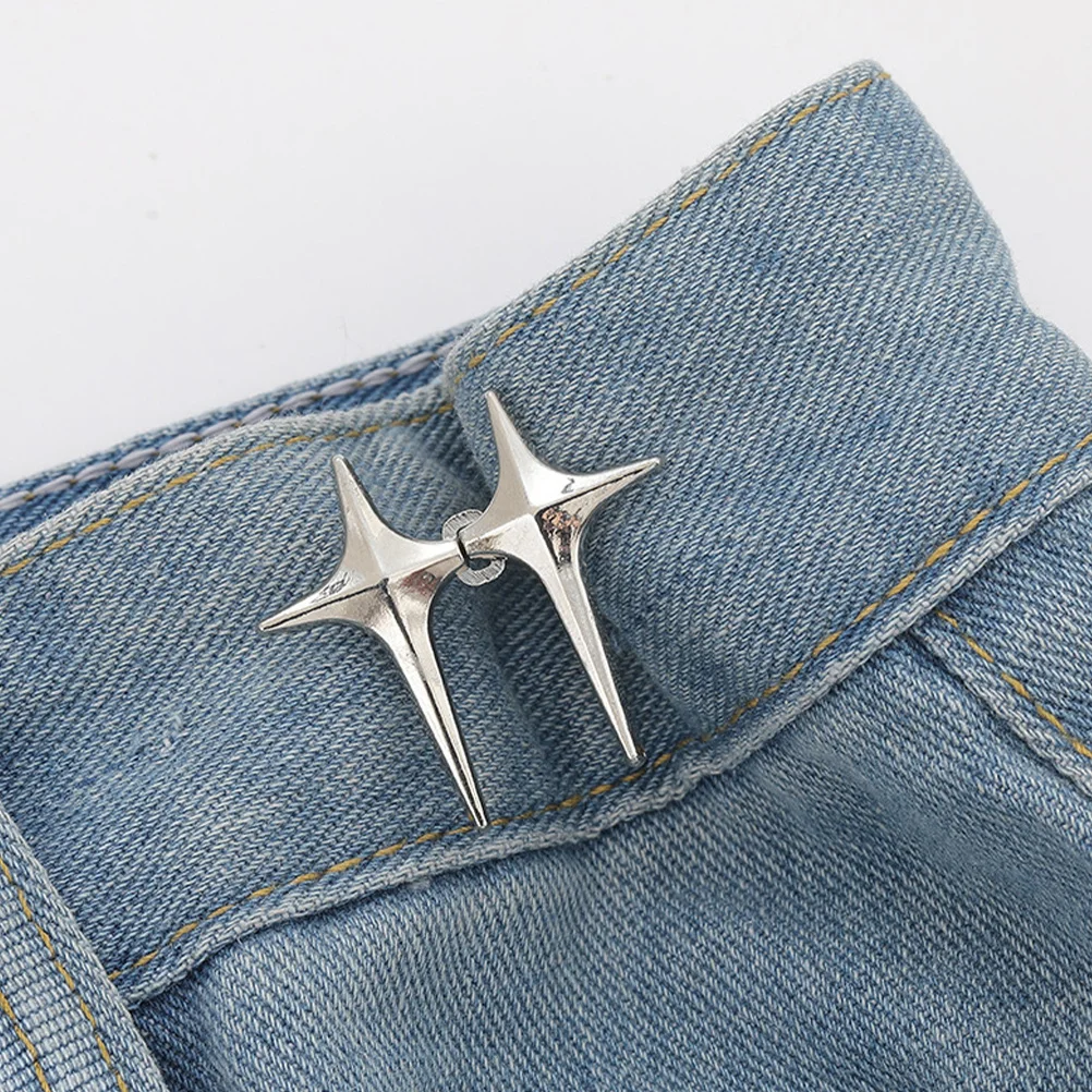 

4Pcs Pants Waist Buckle Tightener Zinc Alloy No Sew Button Pin Waist Extender Clip for Jeans Pants Adjustment