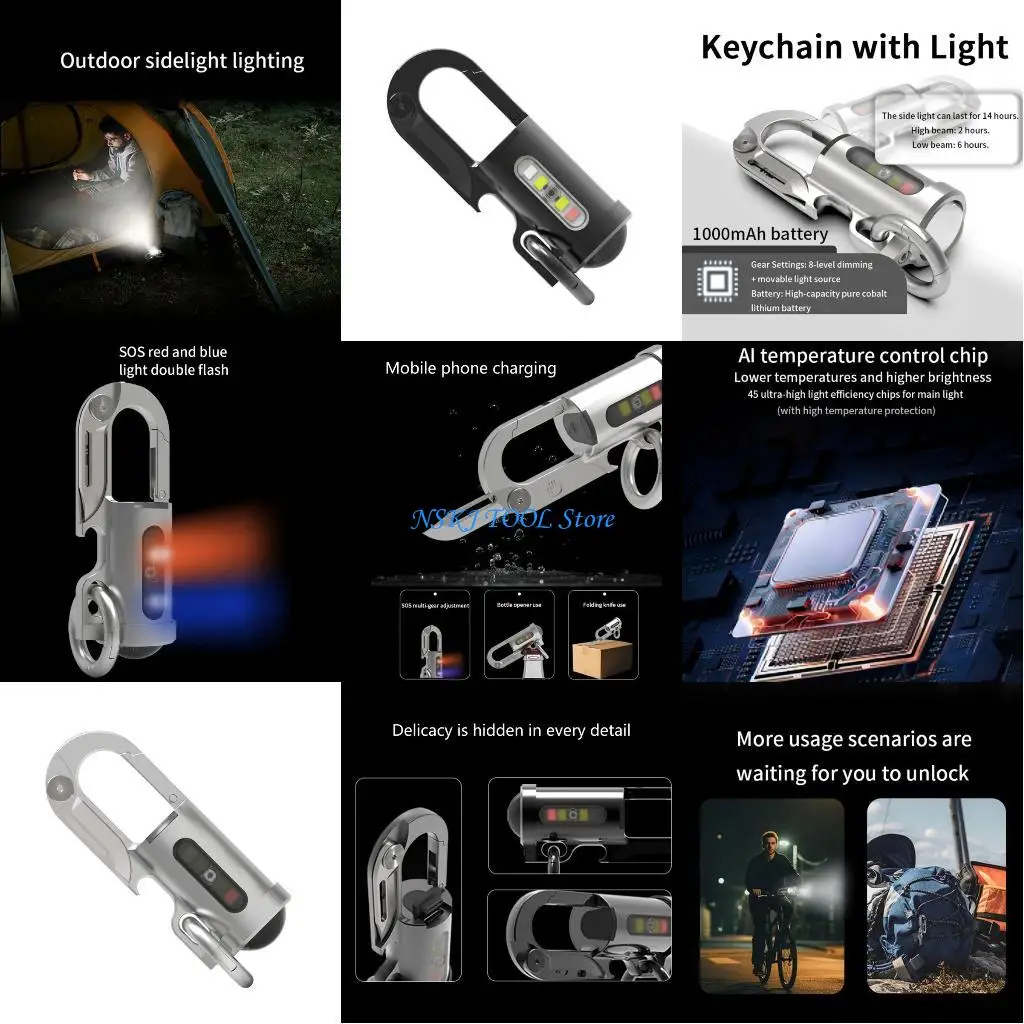 

L8RC LED Flashlights Keychain Light Rechargeable Pocket Torches Outdoor Working Light