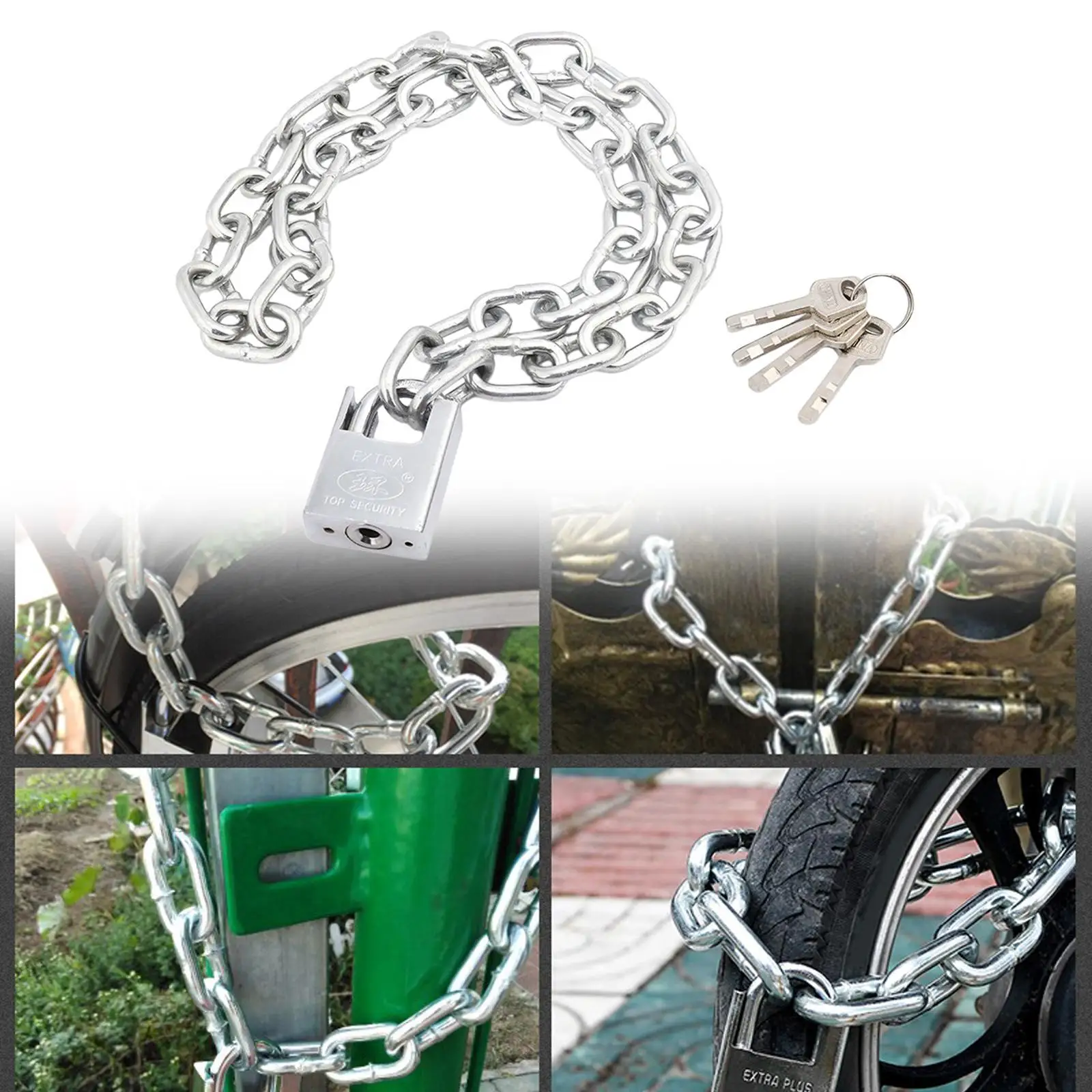 Bike Chain Lock Sturdy Bike Lock Chain for Fence Outdoor Furniture Dog Cages