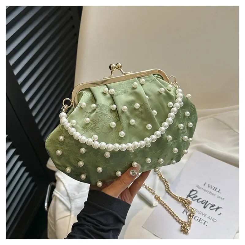 Summer Green White Seashell Shape Small Clutches Handbags Classic Fashion Ladies Daily Shoulder Bag Crossbody Chain For Women