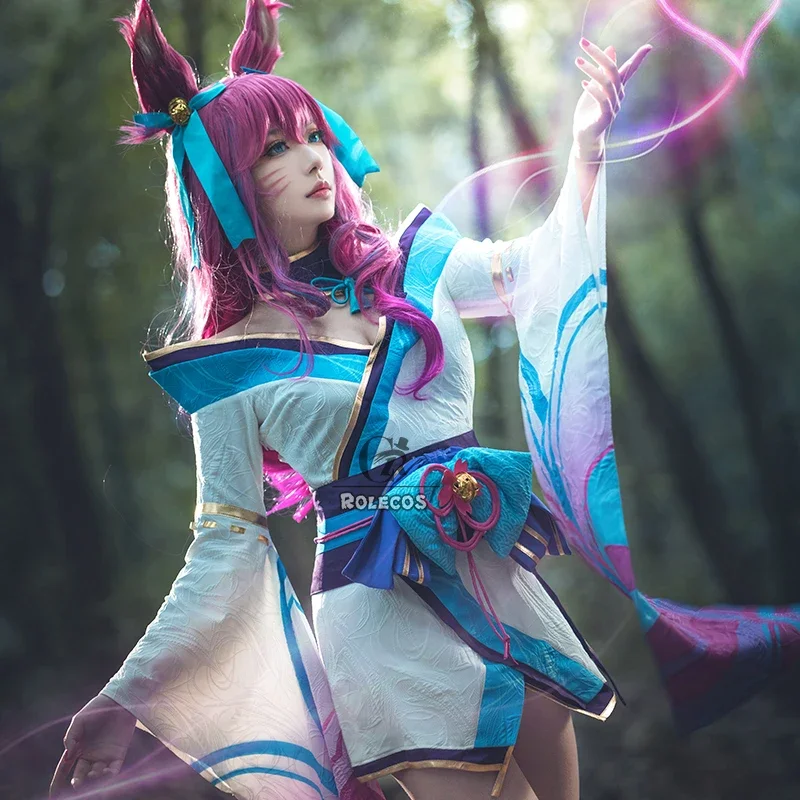 أزياء CosplayROLECOS Game Spirit Blossom Ahri التأثيرية فساتين مثيرة أزياء Spirit Blossom Ahri للنساء أزياء تنكرية