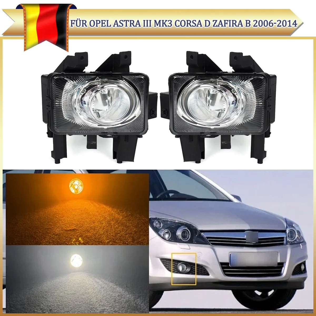 Set di Fendinebbia per Opel Astra III MK3 Corsa D Zafira B 2006-2014 13261997,13261998, Gruppo Luci Fendinebbia per Paraurti in ABS