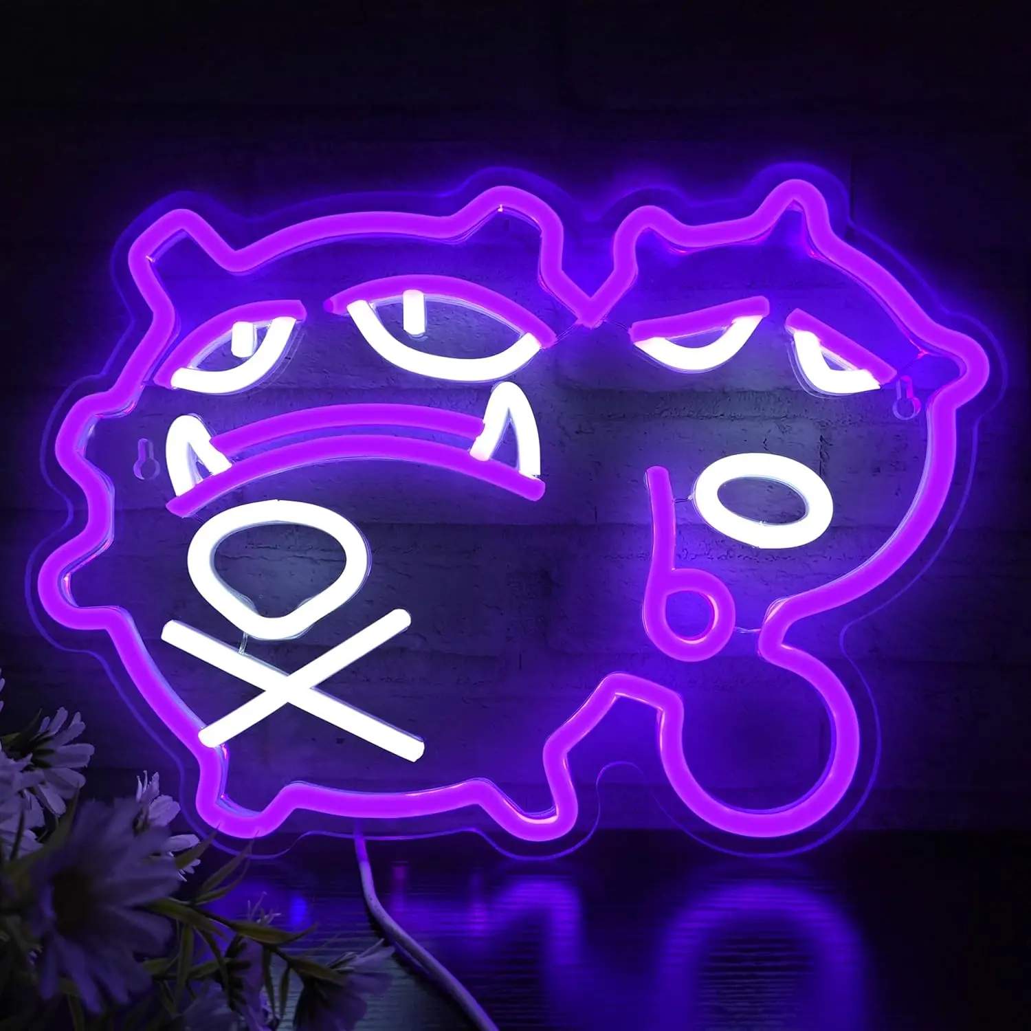 Cute Monster Cartoon Dimmable LED Neon Sign USB Powered Purple Glow Neon Light for Kids Room Bedroom Bar Decor Night Light Gift