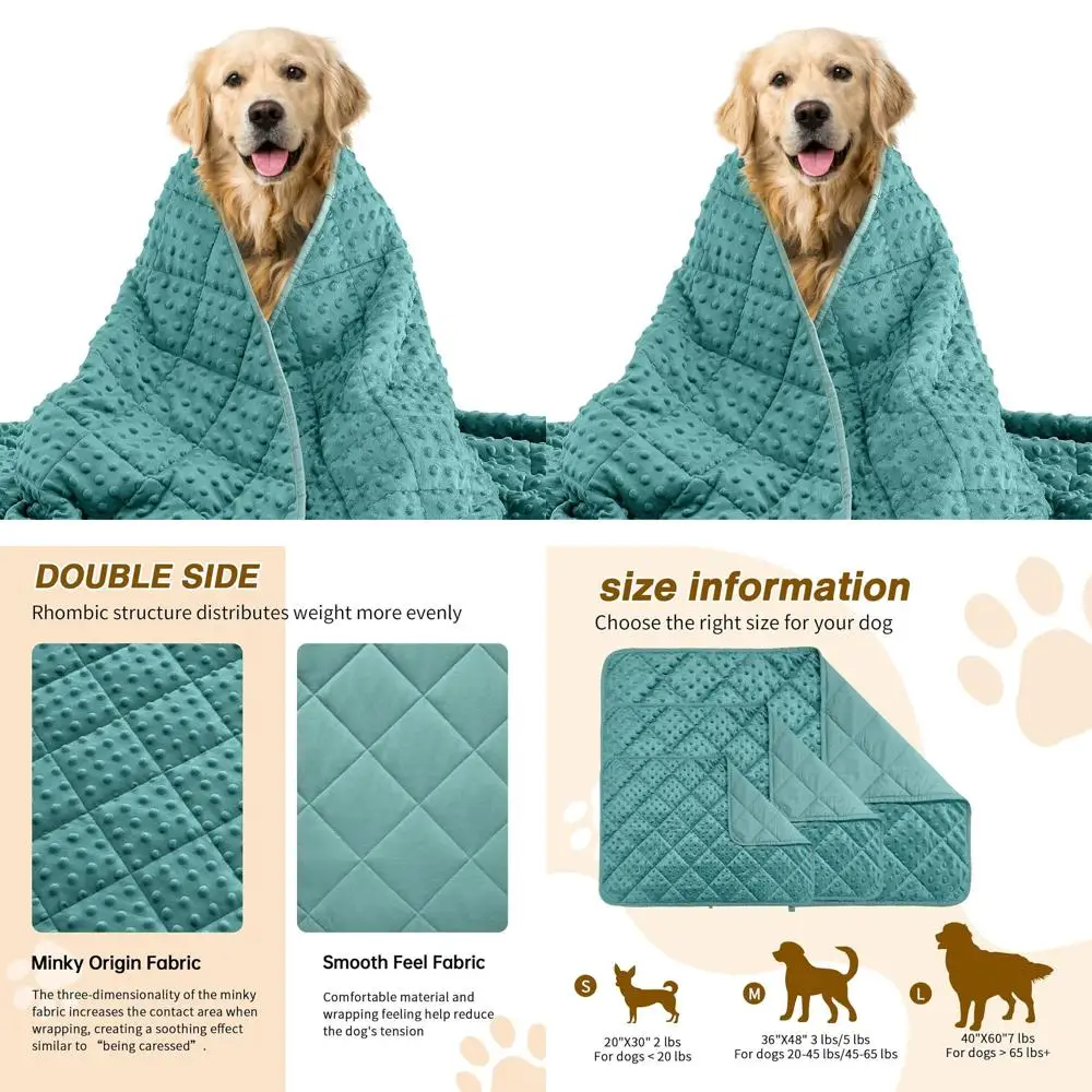 

Утяжеленное одеяло для больших собак объемом 7 фунтов, 40x60 дюймов, идеально подходит для щенков весом 65–100 фунтов, успокаивающих для шрамов, фейерверков и шума.