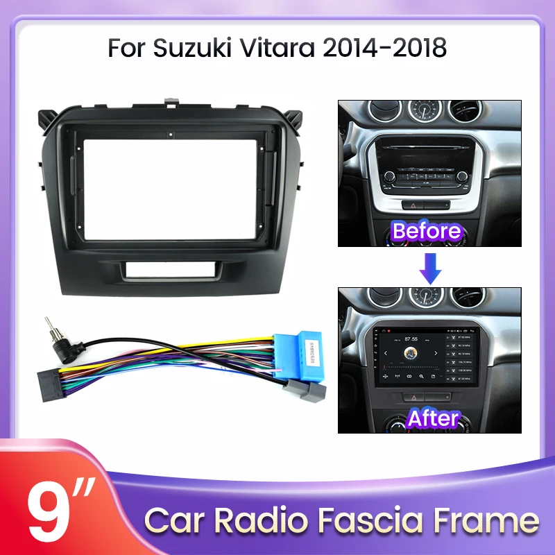 

9 Inch Car Radio Frame For Suzuki Grand Vitara 2014 -2018Android MP5 Player Casing Fascia Stereo Dash 2 Din Head Unit Panel Kit