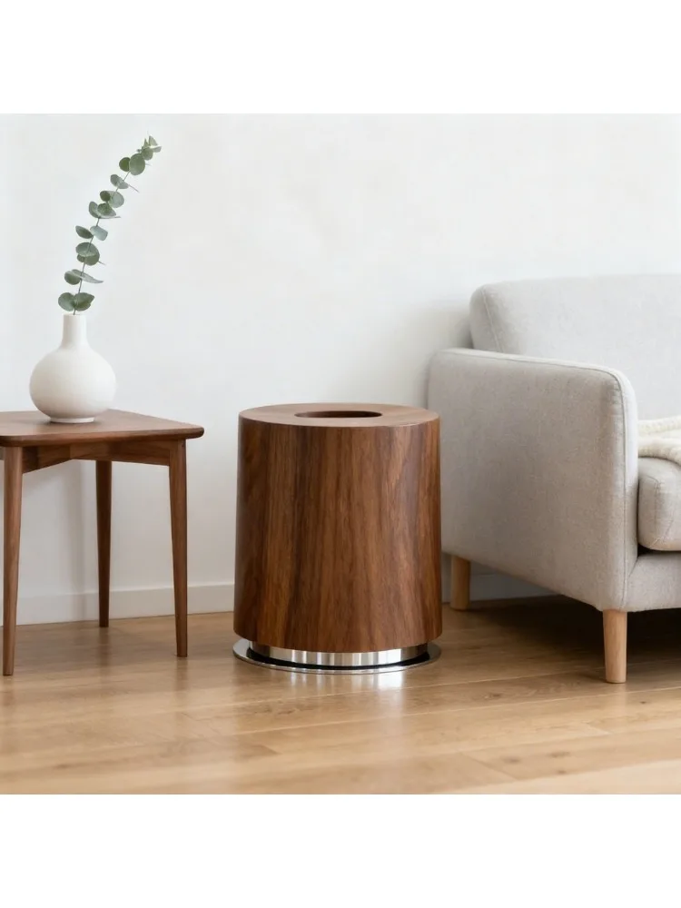 

Wooden Texture Trash Can Double Layer Large Capacity Bedroom Living Room Vintage Style Home Hotel Commercial Use Wa...