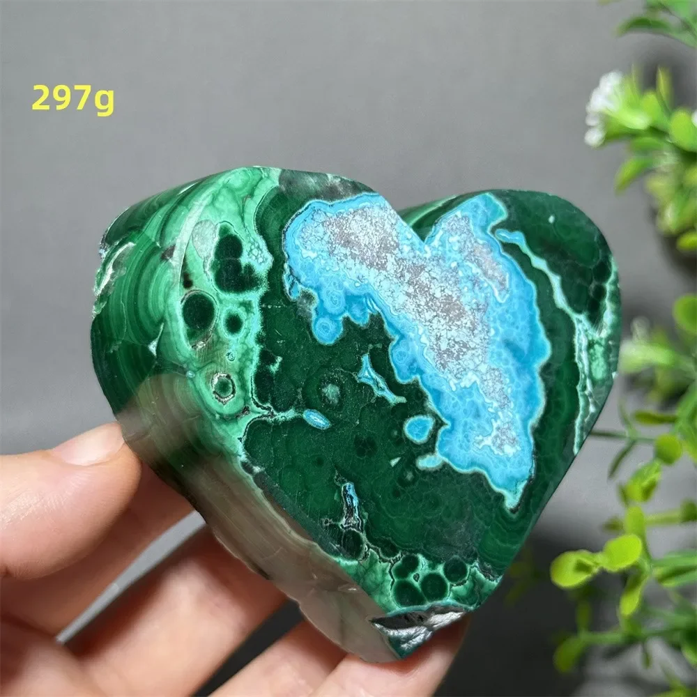 Natural Gemstone Chrysocolla Heart-Shaped Mineral Reiki Therapy Energy Witchcraft Prayer Home Decoration Lucky Gift