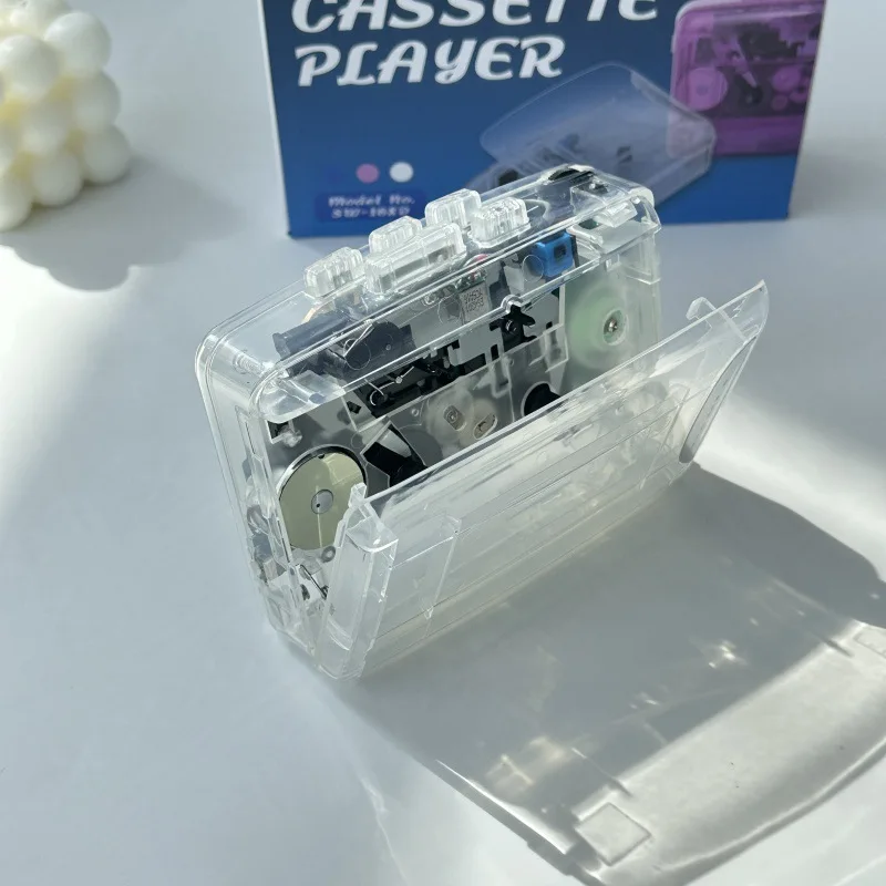Retro Transparent Tape Drive Portable Recorder with Headphone Jack - Play Tape Recordings on the Go