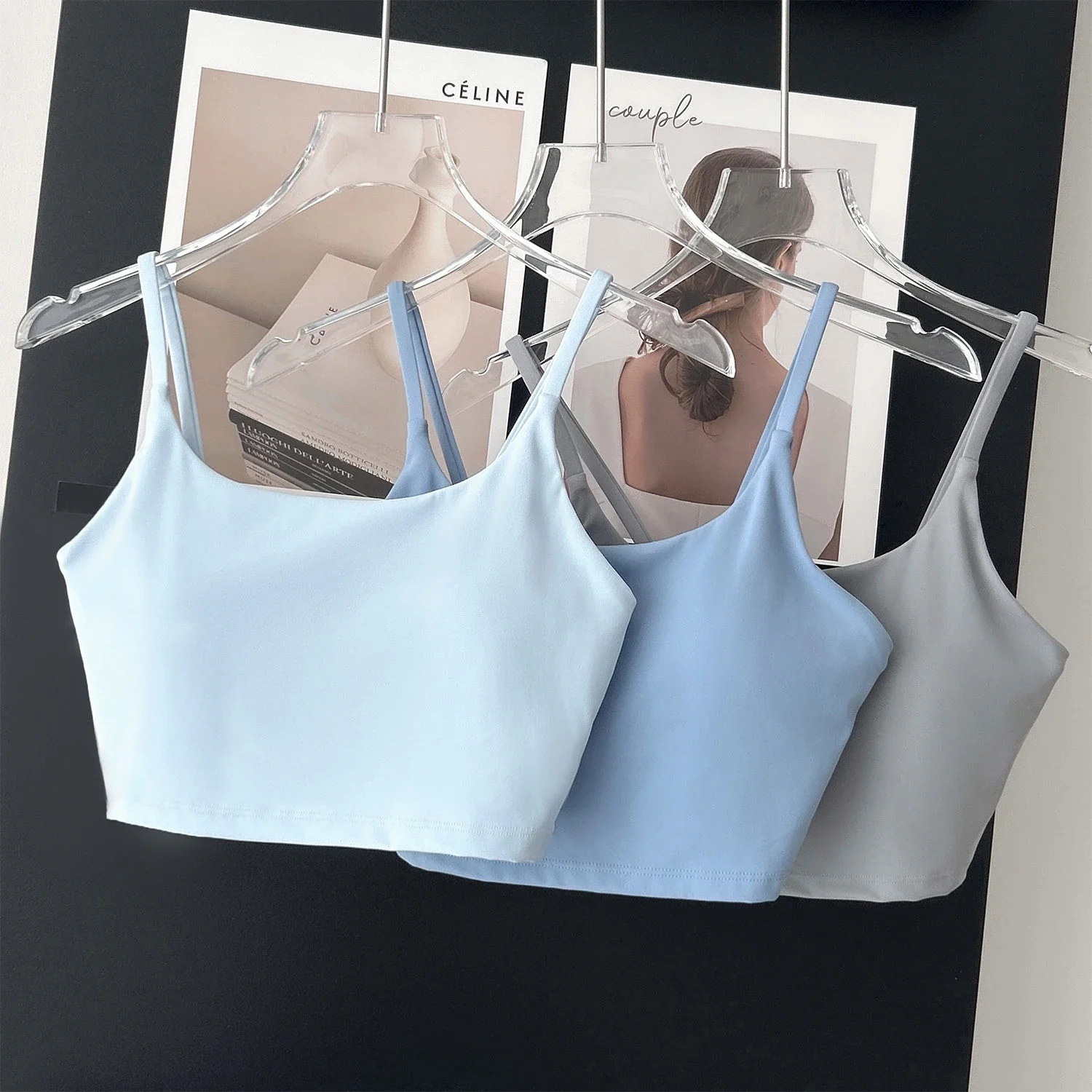 Women Sports Small Sling Vest Comfortable Breathable Quick Dry Gym Workout Running Pilates Outdoor Wear Yoga Vest Clothes Top