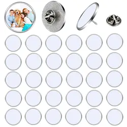 20pcs Sublimation Blank Pins 0.98 Inch Round Heart DIY Button Badge Sublimation Silver Blank Aluminum Sheet Jewelry Making