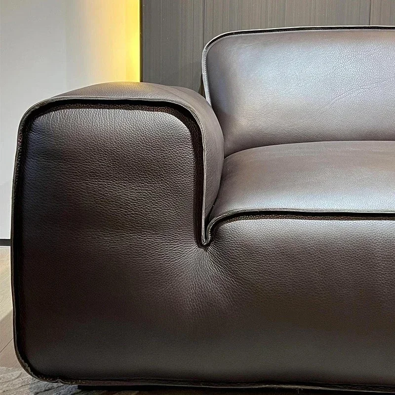 Minimal size apartment living room full leather sofa original three-person sofa