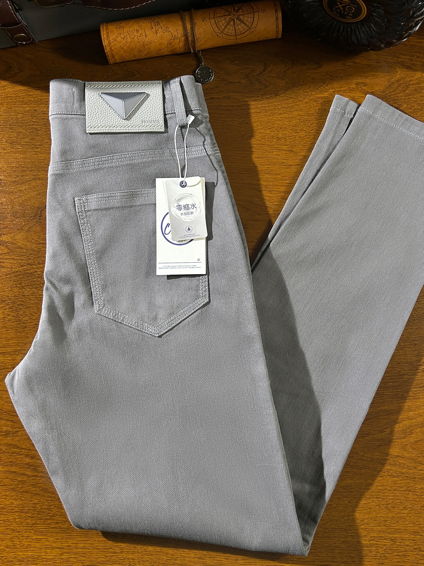 

High-End Men's Slim Fit Grey Business Style Straight Leg Pants Comfortable Casual Autumn Cotton Blend Trousers