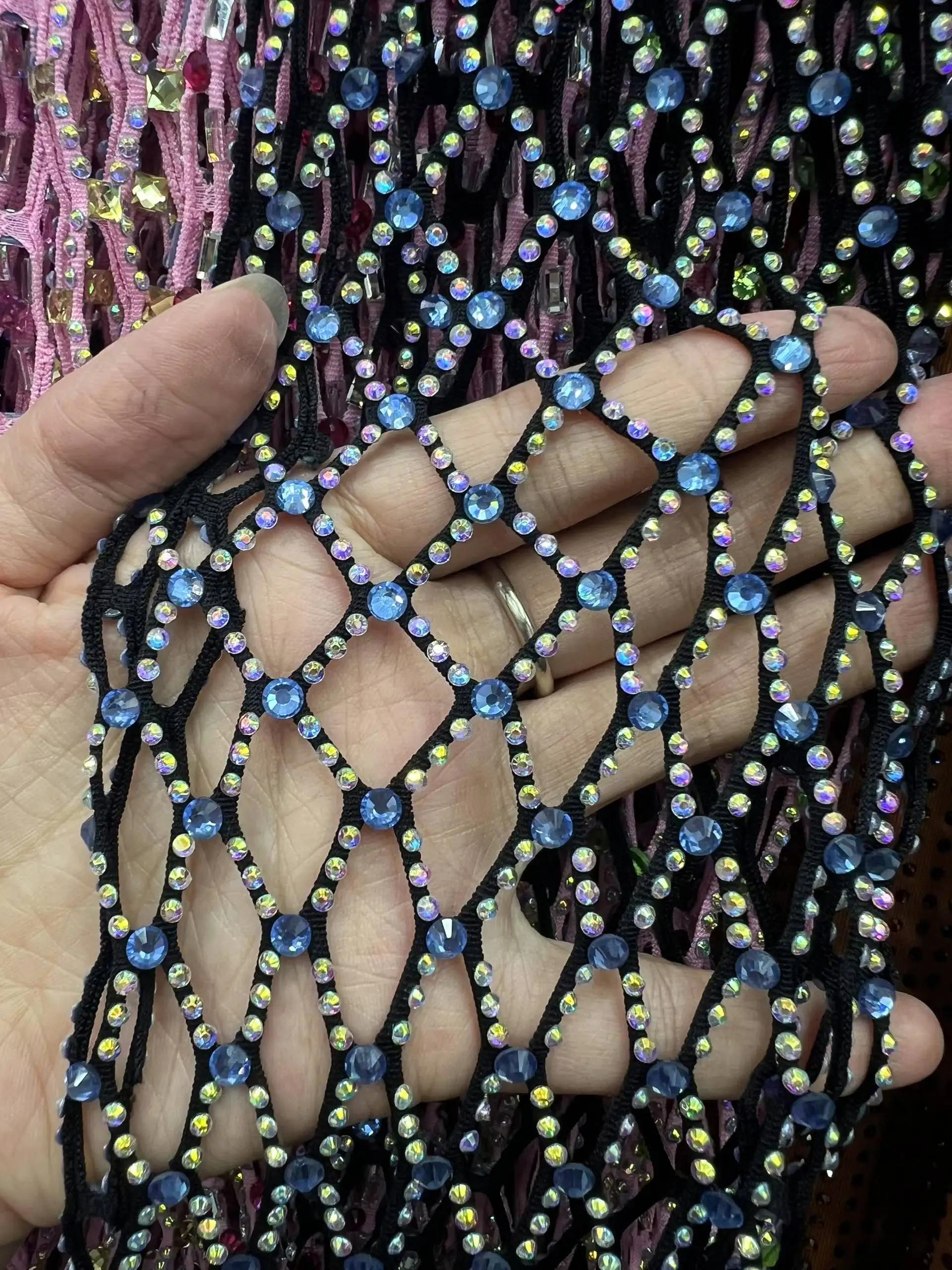 Crystal Castle Sparkle Rhinestones Fabric Garment Crystal Net Stones Strass Mesh Scarf Rhinestones For Clothes