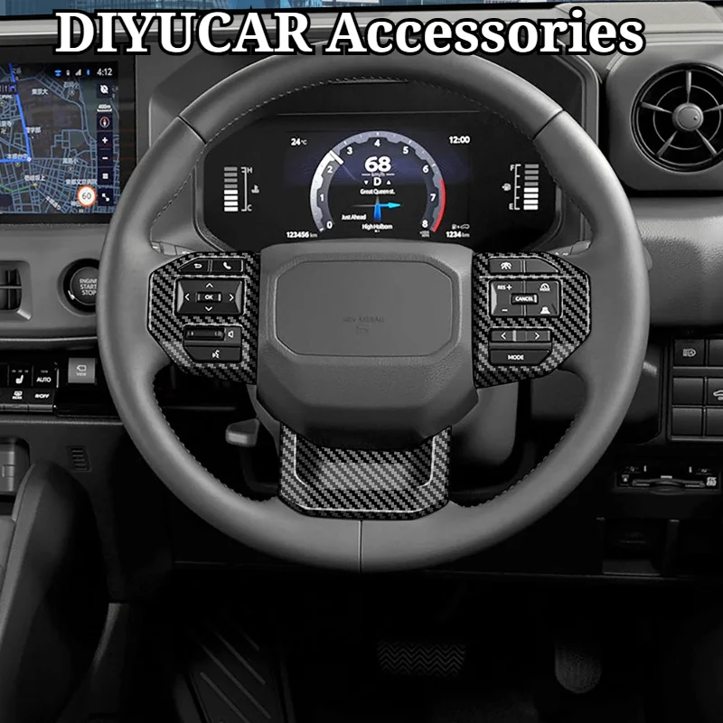 For Toyota FJ Cruiser 2026 ABS Carbon Fiber Car Steering Wheel Buttons Frame Cover Trim Interior Car Accessories