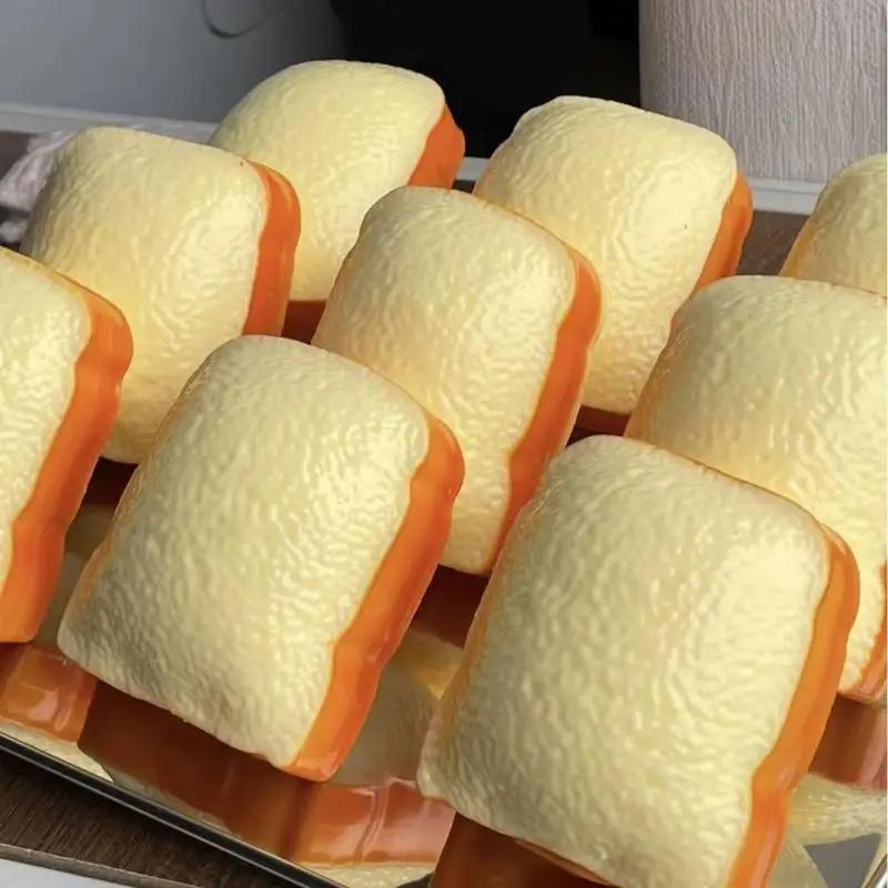 Hot!1Pc Simulated Toast Non-Bounce Stress Ball Toy Slow Rising Soft Squeeze Toys Finger Suction Food Shaped Toy For Kids & Adult