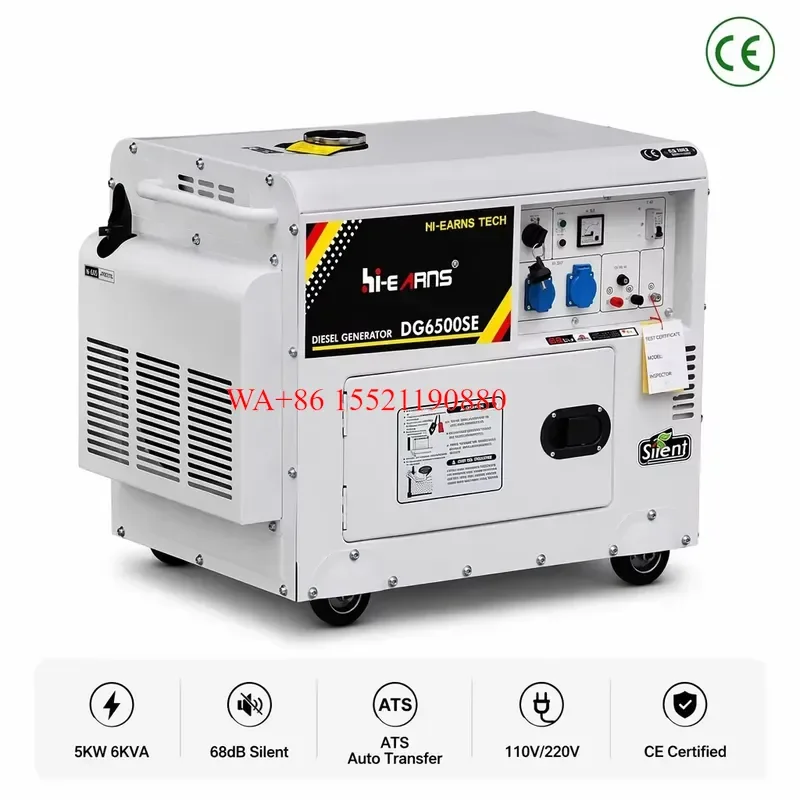 WMWMNU for 5KW 6KVA Silent Diesel Generator 68dB ATS Electric Start Home Standby Backup Power 50Hz 60Hz 110V 220V CE ISO