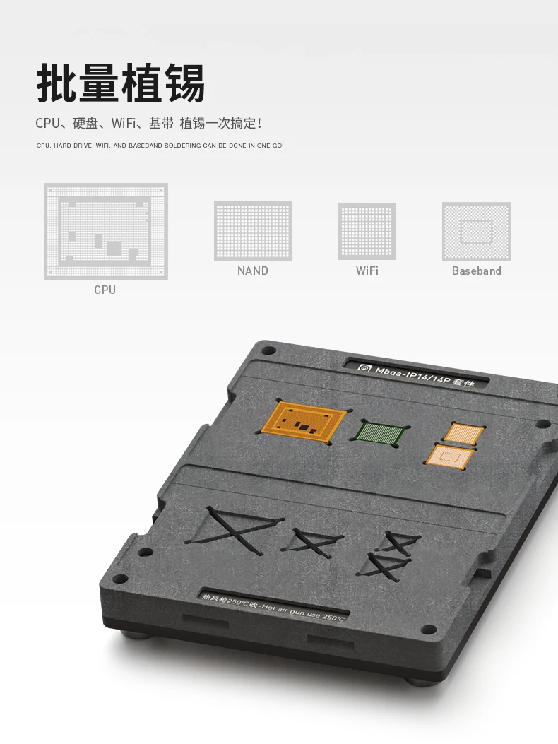 Amaoe MBGA-iP7/8/X/11/12/13/14/15/16 30-In-1 Planting Tin Platform CPU/Nand A10/A11/A12/A13/A14/A15/A16/A17/A18/A18Pro Repair