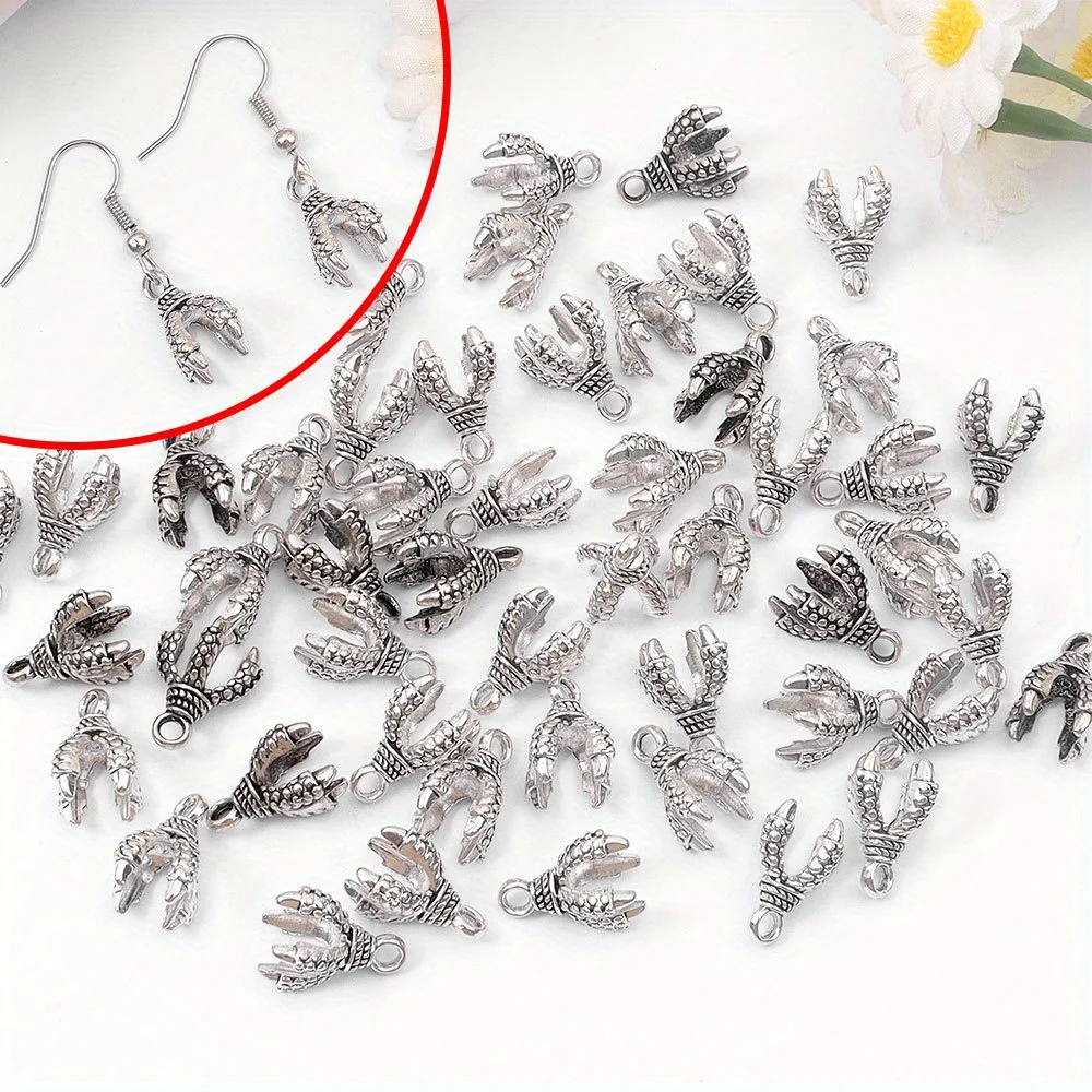 

4/14/24 шт. серебряные подвесные украшения в форме когтей, браслеты «сделай сам», ожерелья, аксессуары для изготовления подарков на День святого Валентина и Рождество