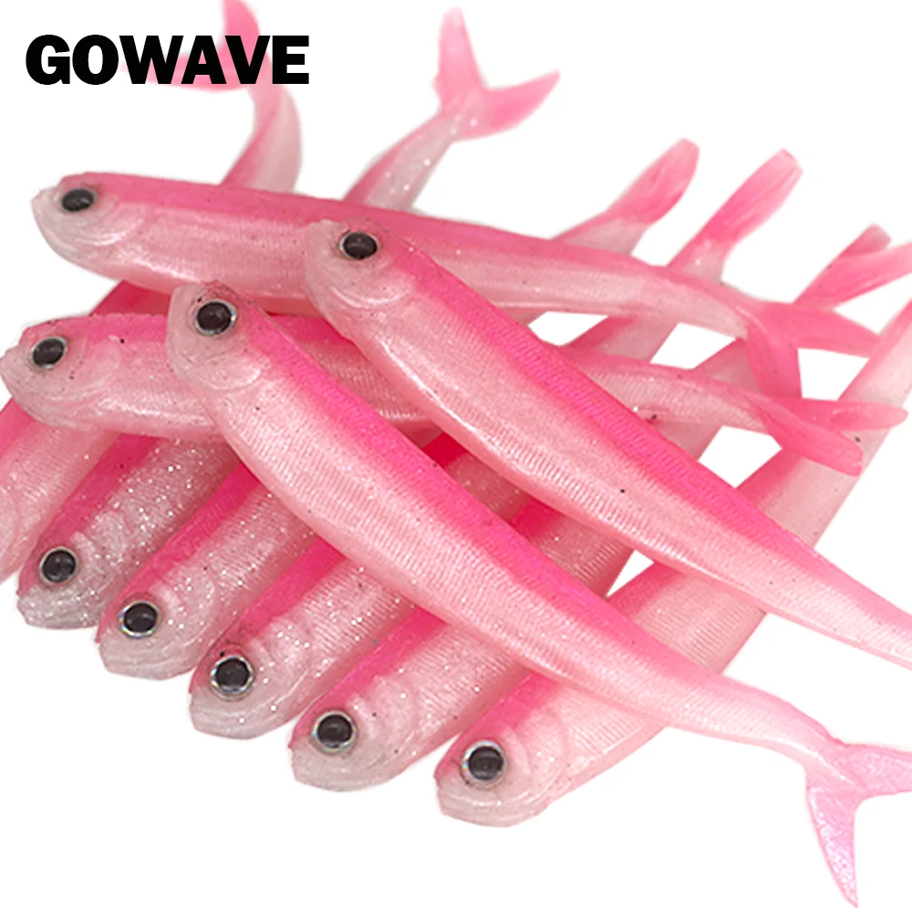 10PCS/Bag Soft Silicone Lure 8cm/2g Saltwater Black Minnow Jerk Shad Maggot Worm Softbait Wobblers Fishing Jigging Bait Tackle