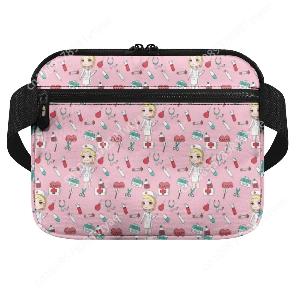 Cartoon Nurse Printing Multi-pocket Women Waist Bag Medical Pack Hospital Work Portable Adjustable Belt Bag Organizer Pouch 2023