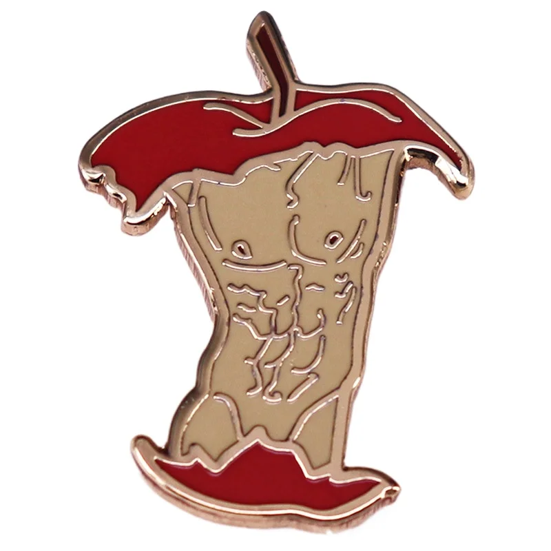 1pc Rotten Apple Core Face Enamel Pin Cottagecore Brooch, Weird Whimsical Gothic Nature Aesthetic Accessory for Daily Wear