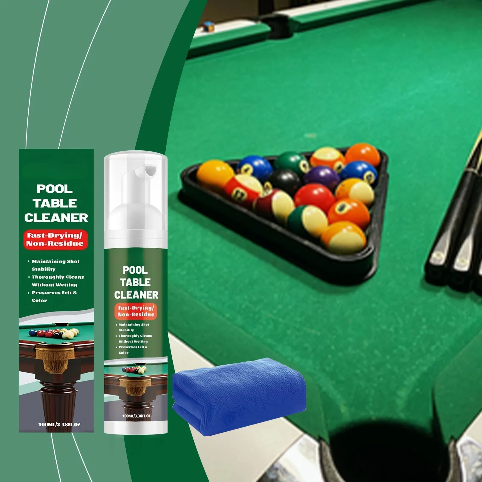 Billiard Table Cleaner for Baize Cloth Stain Removal Dust Cleaning