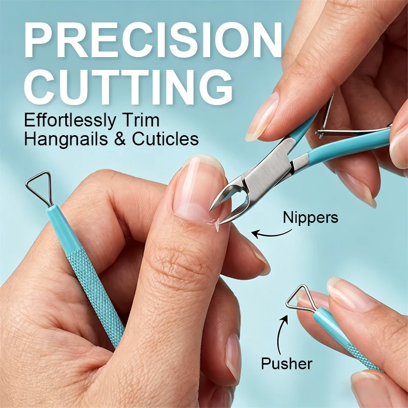 Cuticle Trimmer with Cuticle Pusher and Cutter,Stainless Steel Nippers, Pedicure Manicure Tools for Fingernails and Toenails