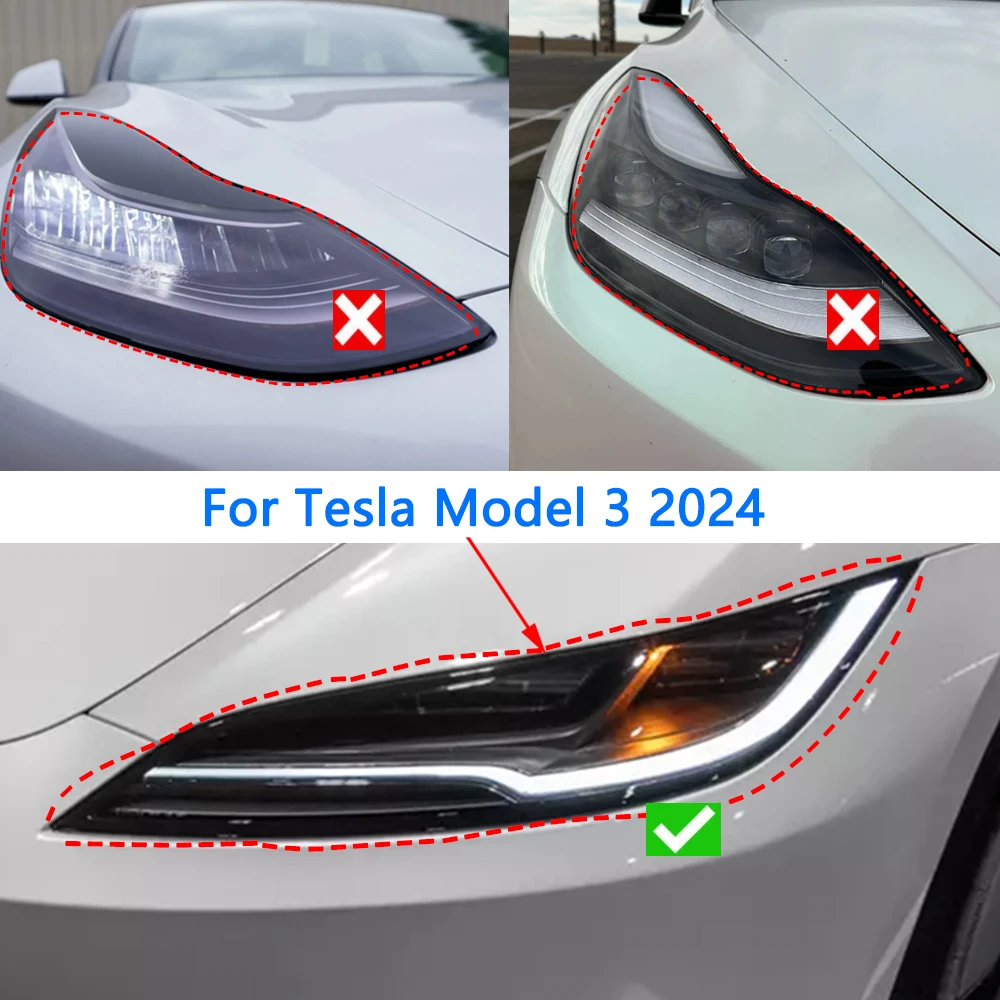 Headlights Upgrade Yellow/Blue/Ice/Blue/Red Daytime Running Lights DRL LED Boards for Tesla Model 3 2024