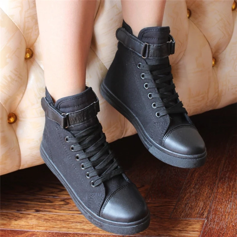 Kobiety Denim dorywczo brezentowych butów kobiet wysokiej góry para trenerów zasznurować mężczyzn trampki damskie kosz Femme Tenis Feminino czarny 44