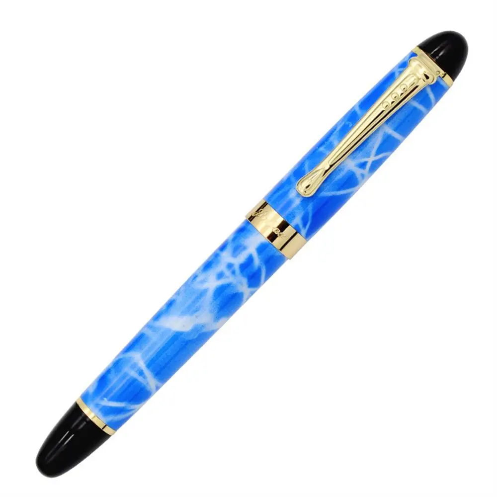

Dazzle Blue Fountain Pen Smooth Writing 0.5mm Nib Inking Pens Signature Classic Style Metal Fountain Pen Office Supplies