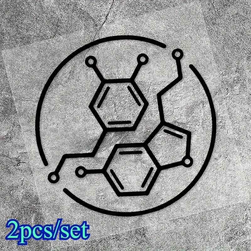 2Pcs/Set Dopamine Molecule Structure Waterproof Vinyl Car Stickers Science Style UV Protection For Auto Motorcycle Laptop Decor