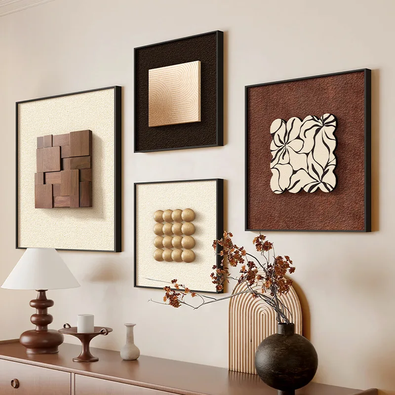3D three-dimensional living room decorative painting walnut antique murals real atmosphere sofa background wall high sense