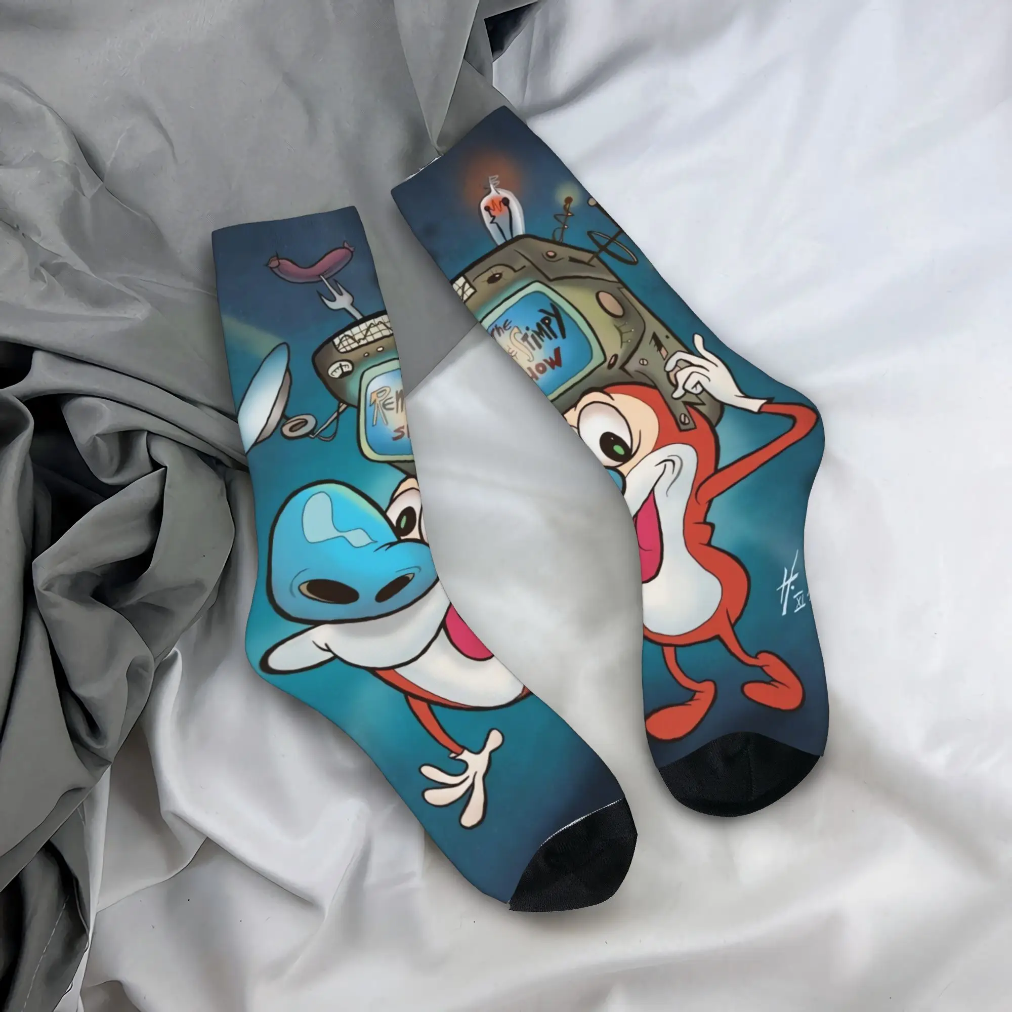 

Men Socks Ren And Stimpy Animal Cute Stockings Non-Slip Medium Soft Socks Spring Funny Design Outdoor Sports Socks