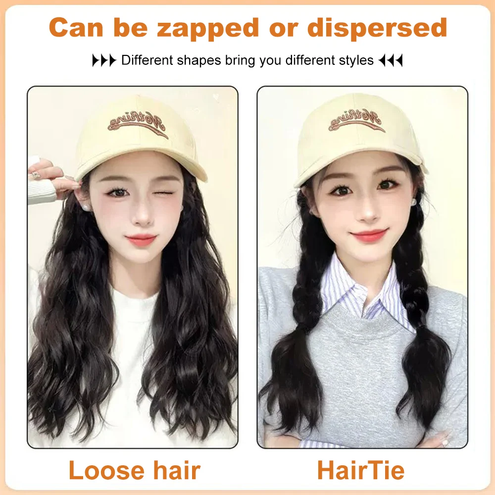 ALXNAN HAIRSynthetic Wigs Black Hat With Hair Wig Cap Beret Hat Wigs For Women Daily Party Naturally Heat Resistant Hair